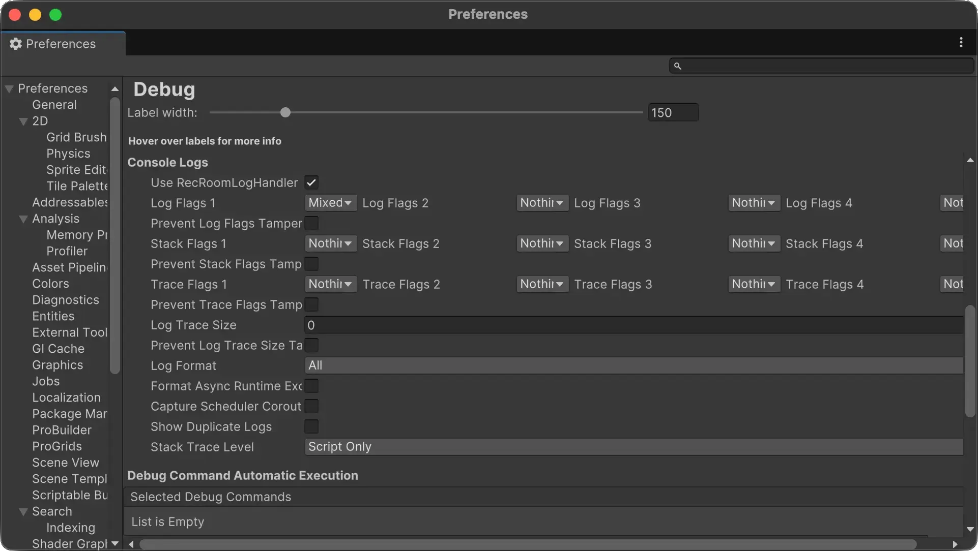Some Debugging Module Preferences